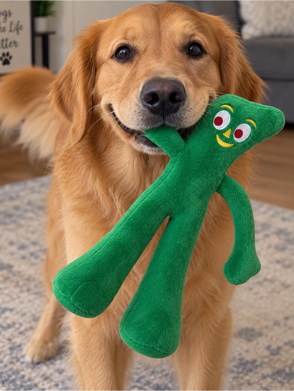 💚 NWT Multipet Gumby Plush Dog Toy – 9” – Green